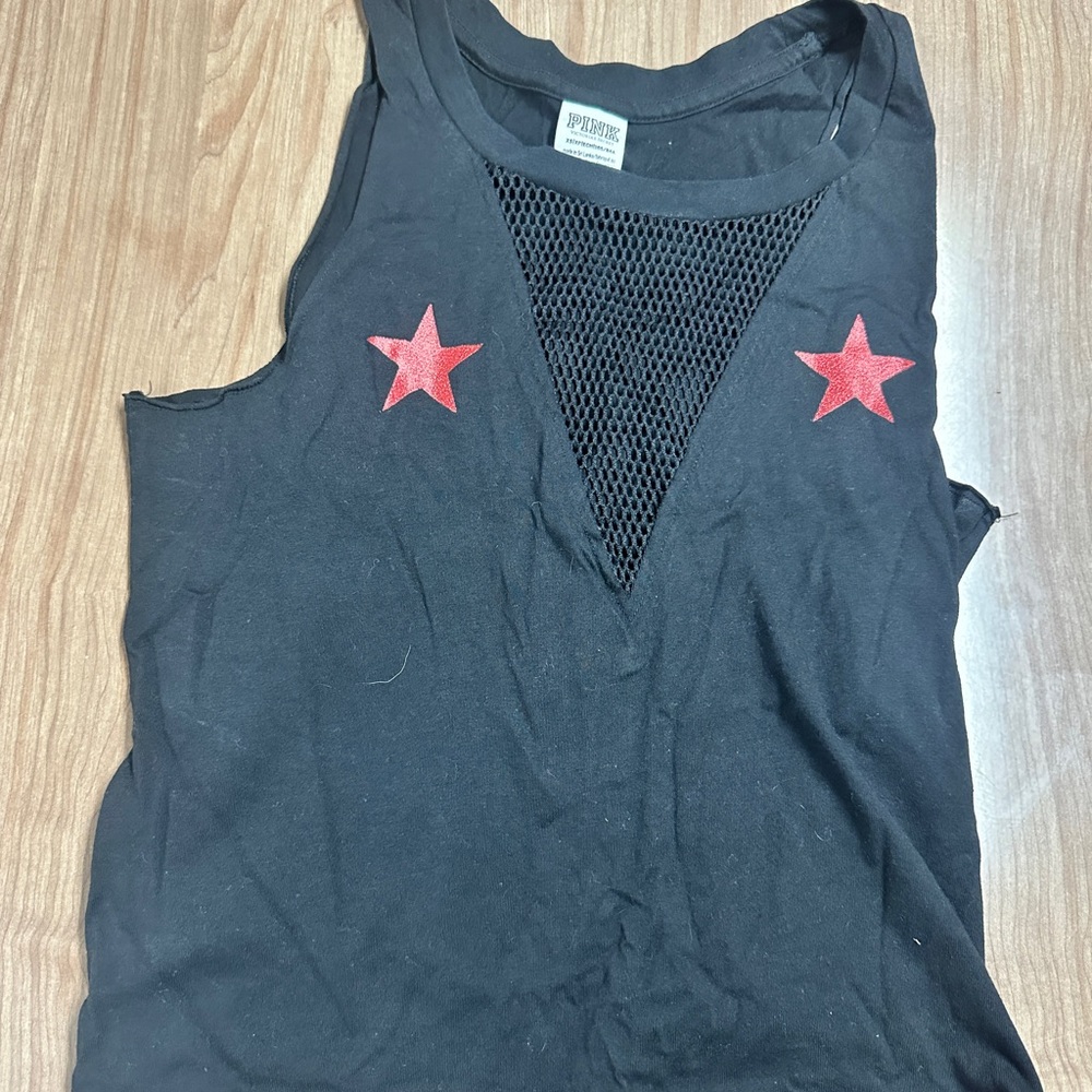 PINK Victoria's Secret Black Mesh Detail Top